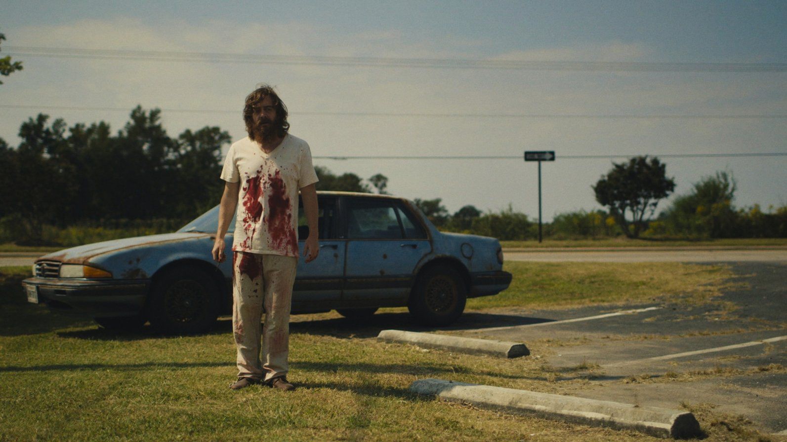 Macon Blair covered in blood in Blue Ruin