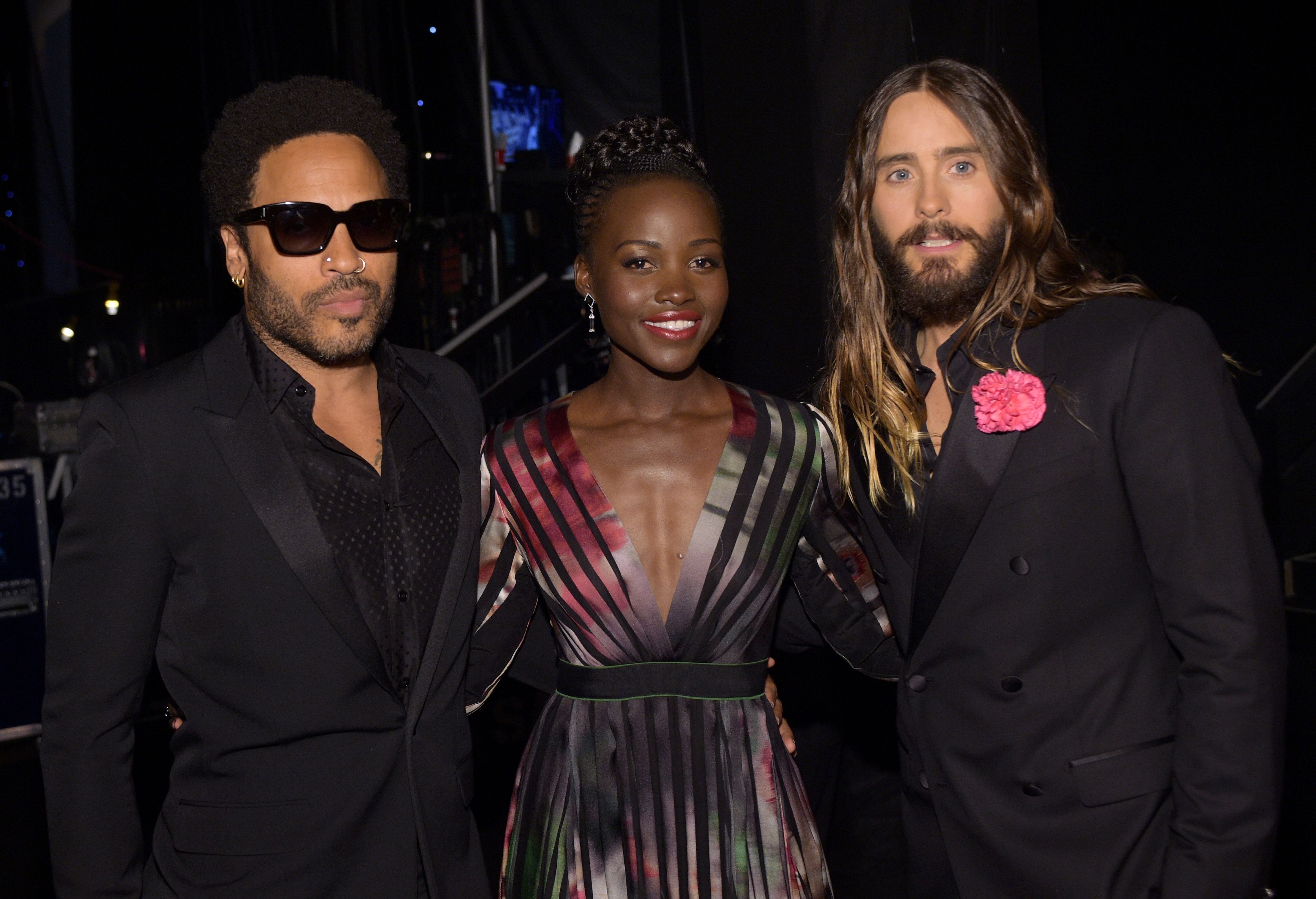 Lenny Kravitz, Lupita Nyong&#039;o and Jared Leto pose at 2015 SA