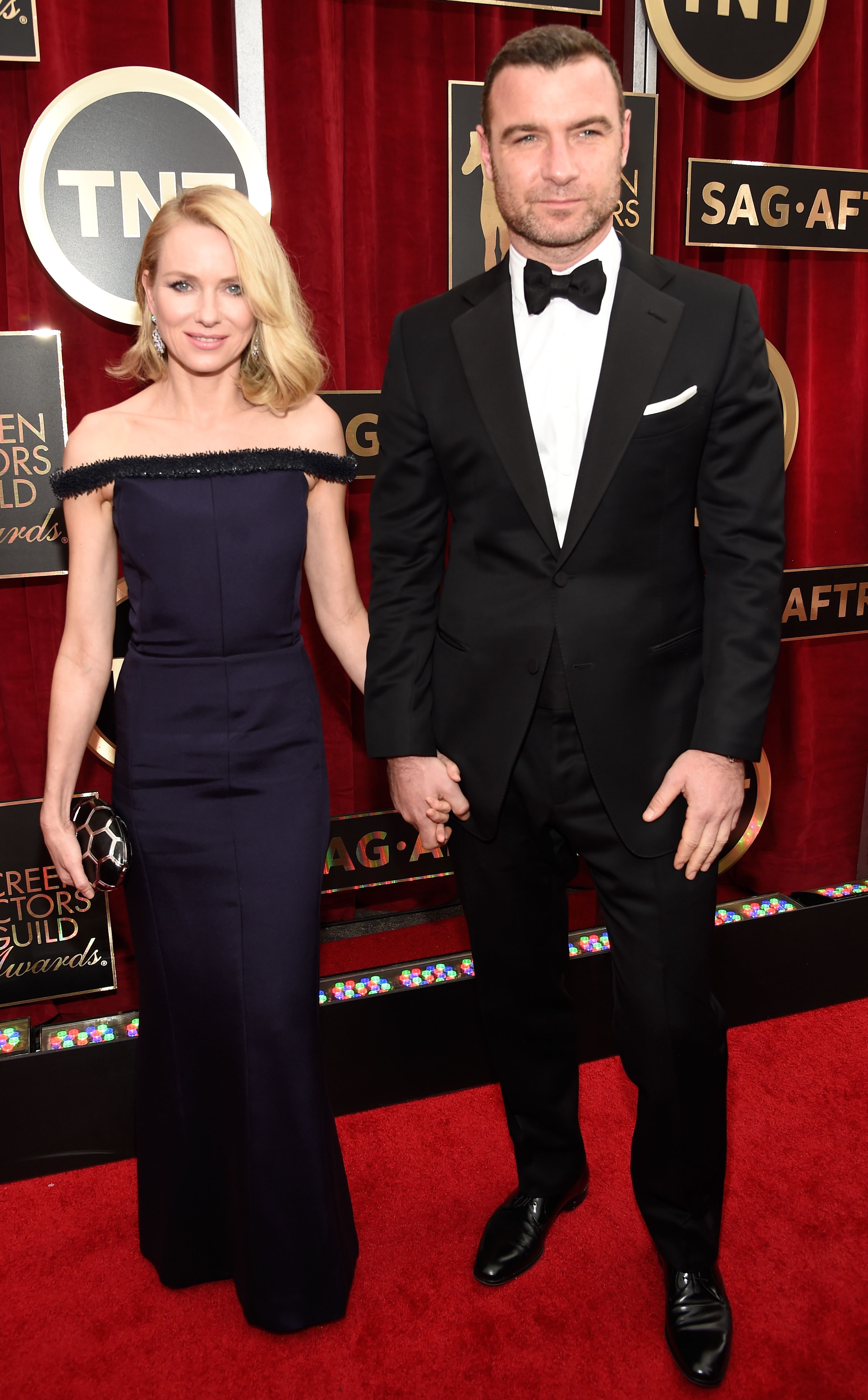 Naomi Watts and Liev Schreiber pose on red carpet 2015 SAG A