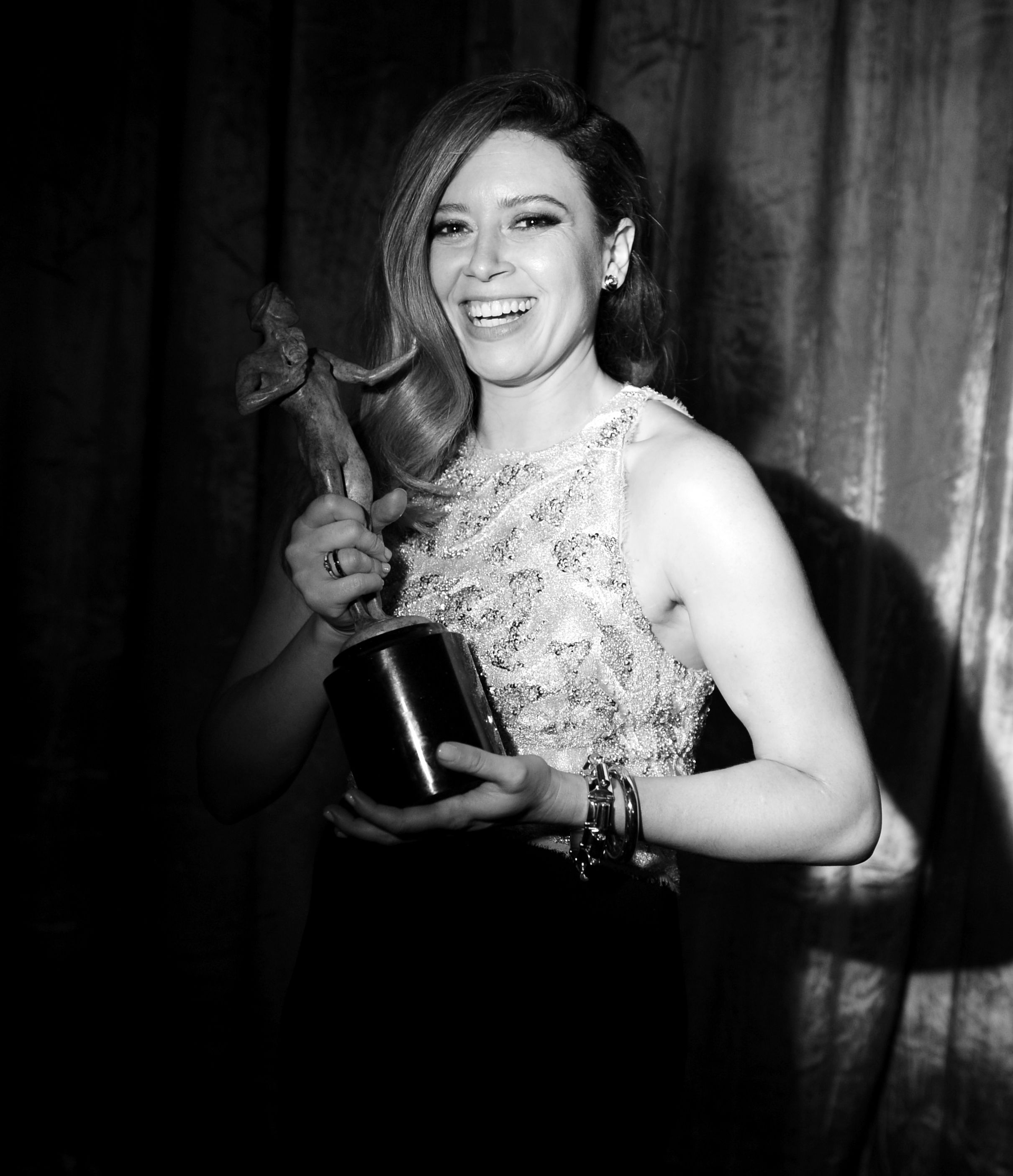 Natasha Lyonne in black-and-white, happy with her 2015 SAG A