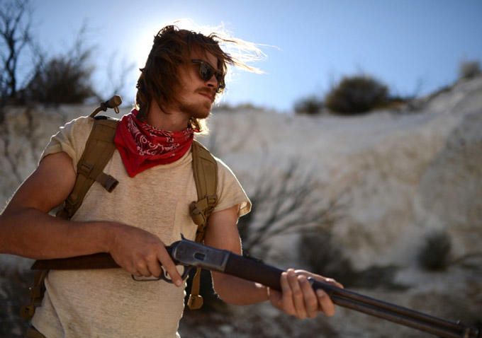 Garrett Hedlund with His Gun