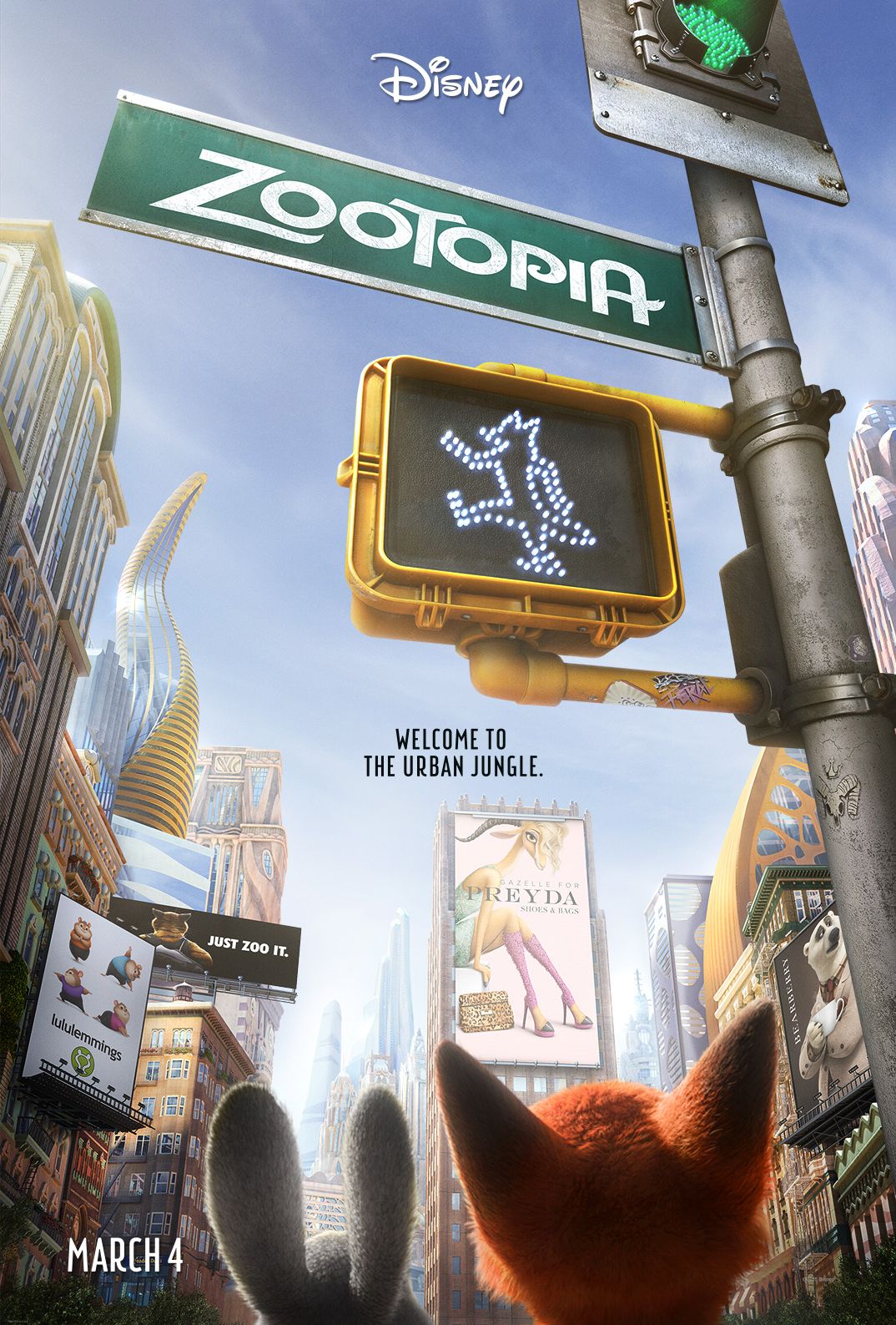 The new poster for Disney's 'Zootopia' coming to theaters Ma